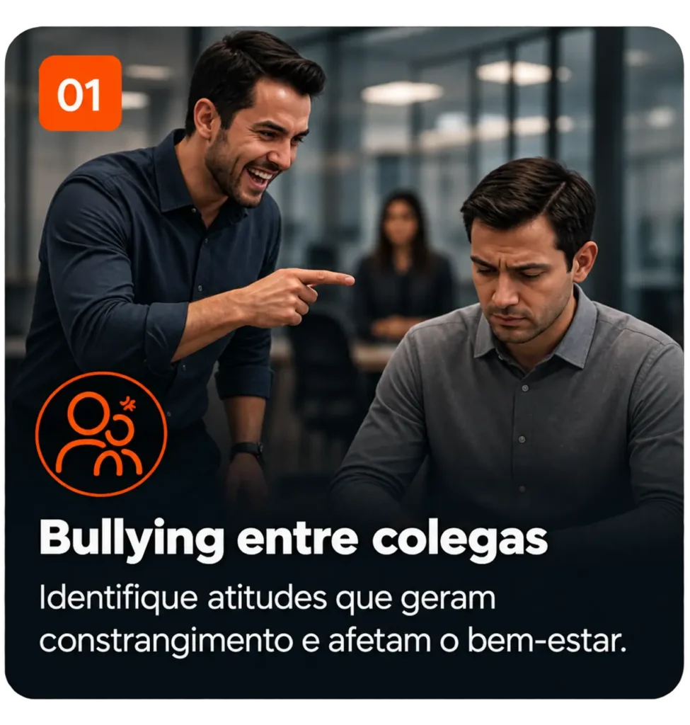 Treinamento NR-01 sobre bullying entre colegas e riscos psicossociais no ambiente de trabalho