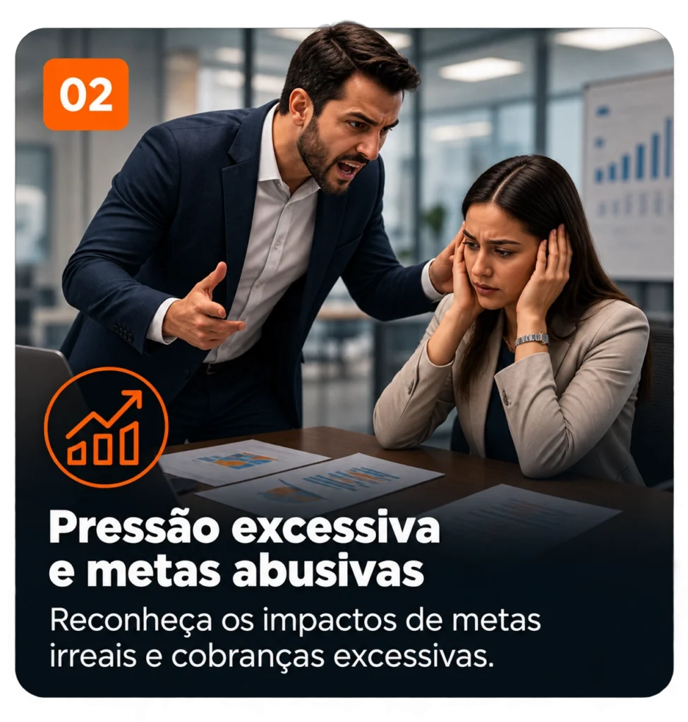 Treinamento NR-01 sobre pressão excessiva, metas abusivas e riscos psicossociais no trabalho